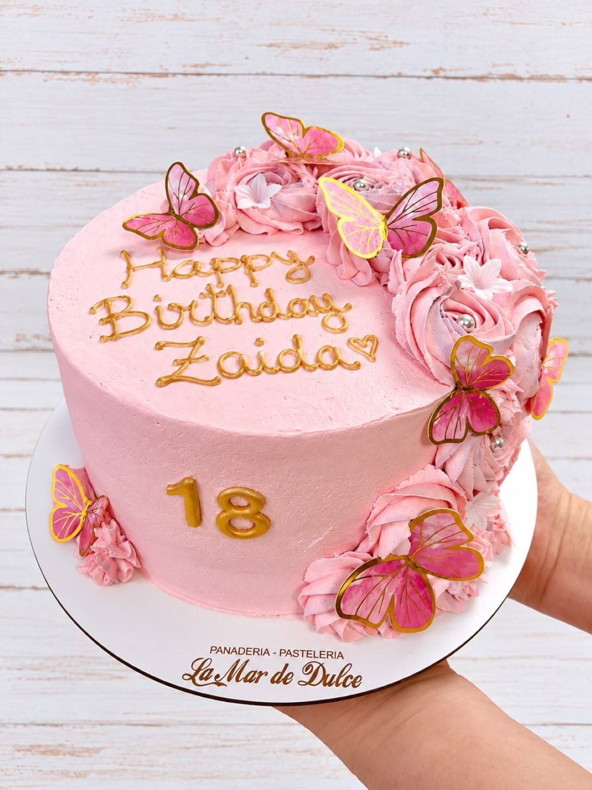 Tarta rosa personalizada cumpleaños la mar de dulce en zaragoza
